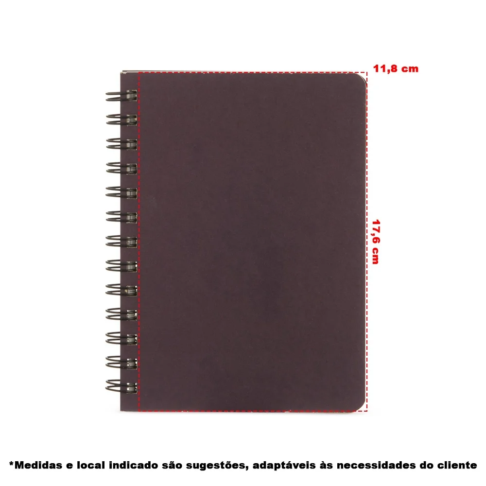 Caderneta 14x18cm em kraft com wire-o personalizada
