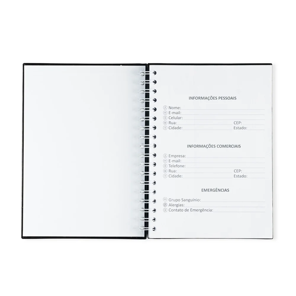 Caderno grande 25x19cm capa dura brilhante personalizado