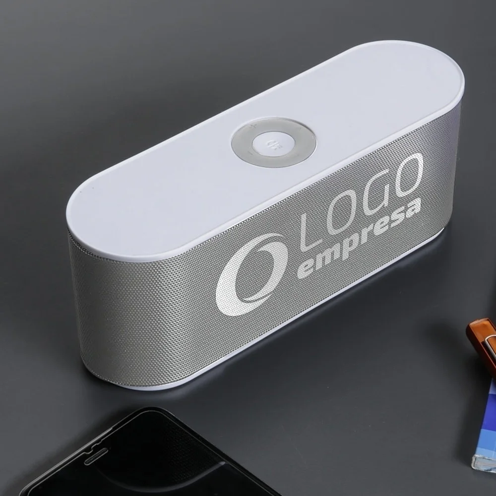 Caixa de som multimídia com revestimento metálico personalizada