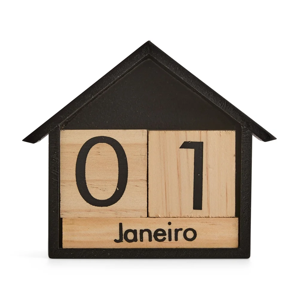 Calendário permanente em madeira personalizado
