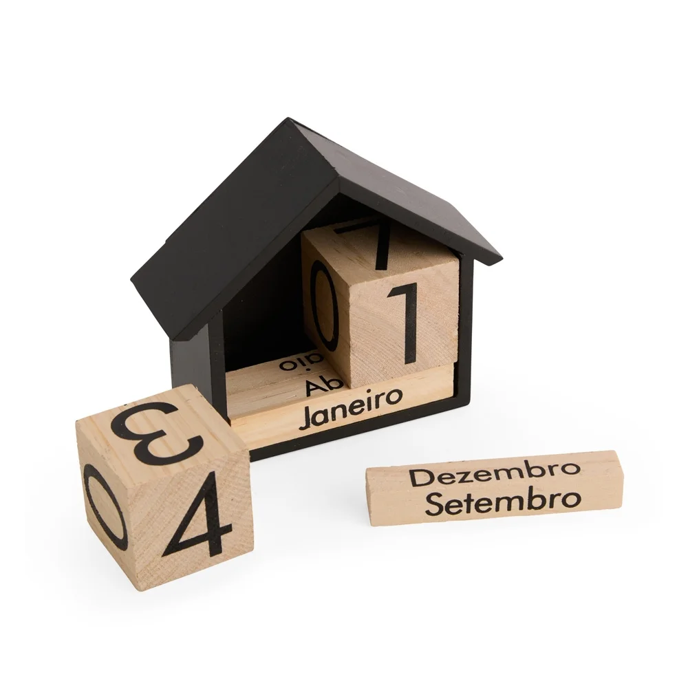 Calendário permanente em madeira personalizado