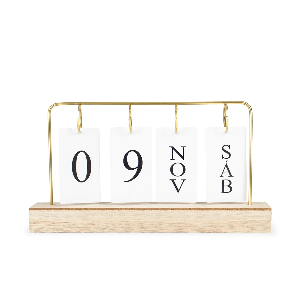 Calendário permanente em MDF com moldura de ferro personalizado