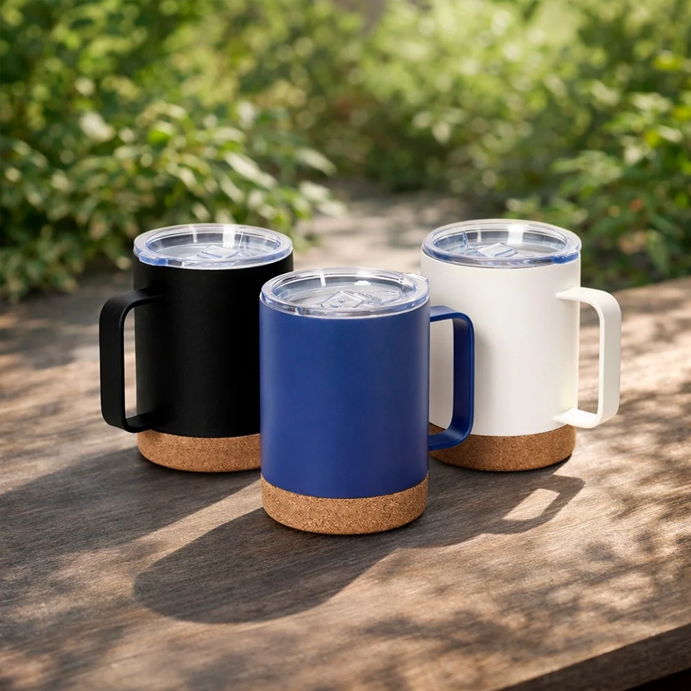 Caneca térmica em inox com cortiça 330ml personalizada