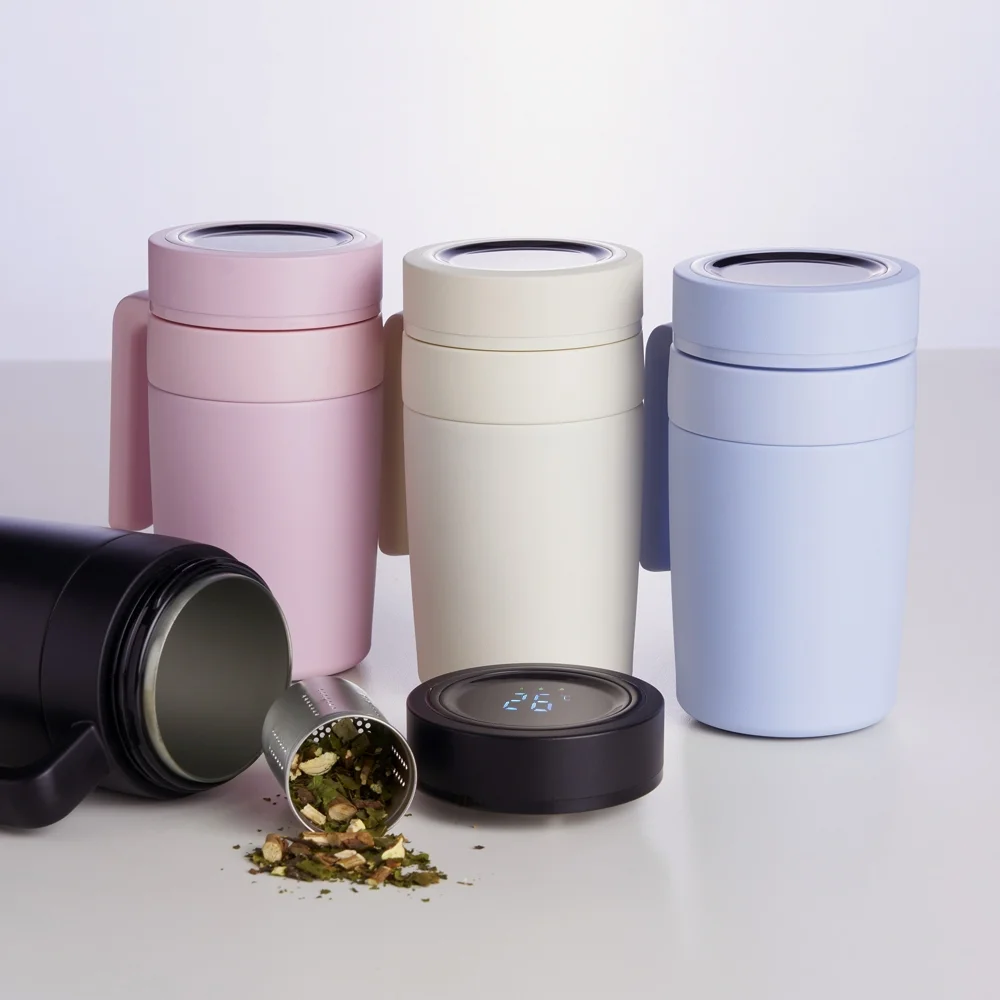 Caneca térmica em inox 500ml com termômetro personalizada
