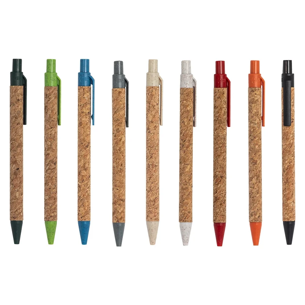 Caneta de cortiça com palha de trigo personalizada