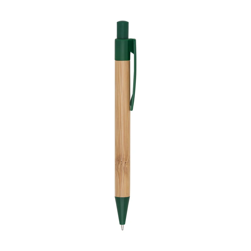 Caneta de bambu com detalhes plásticos personalizada