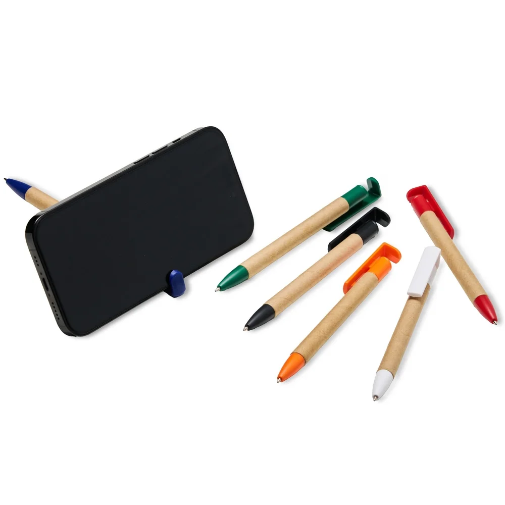 Caneta ecológica com suporte para celular personalizada