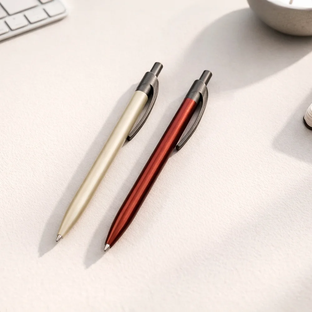Caneta metálica com clip plástico personalizada