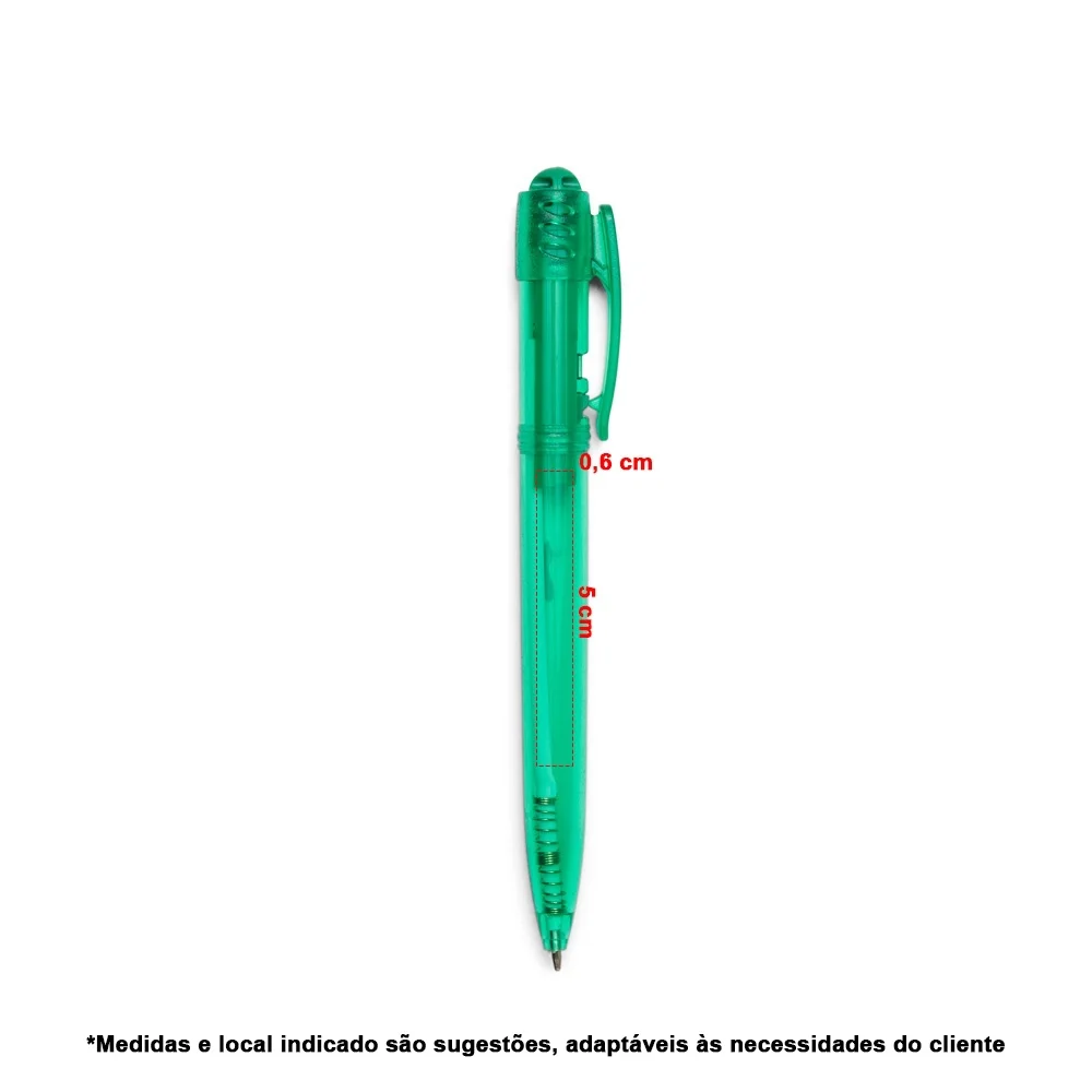 Caneta plástica translúcida personalizada