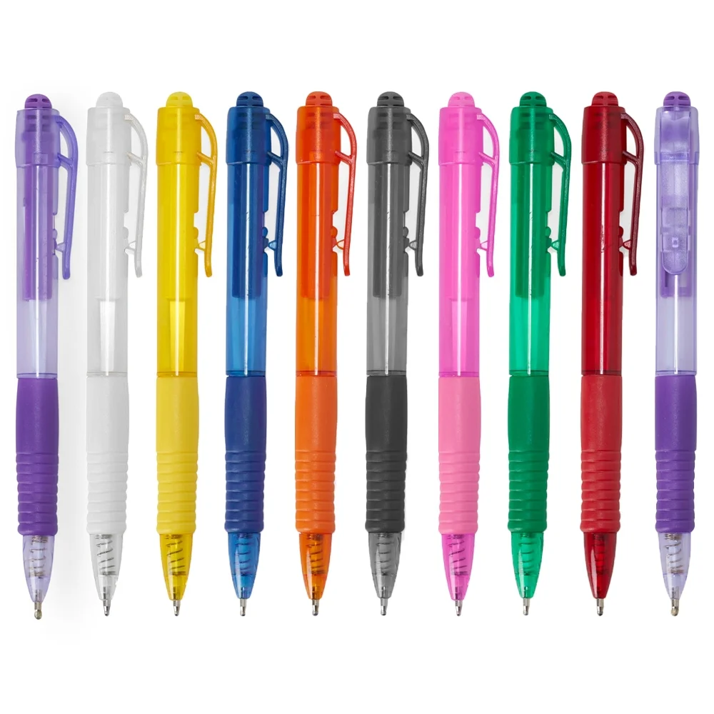 Caneta plástica translúcida emborrachada personalizada