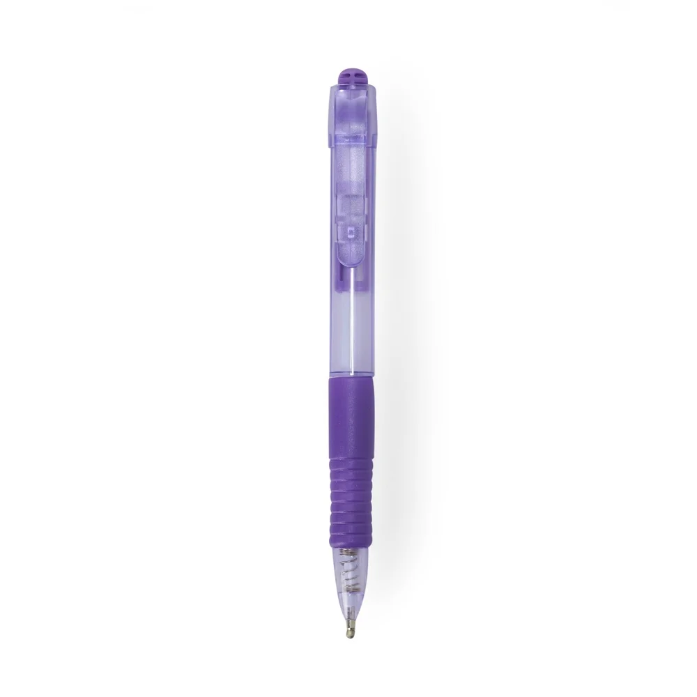 Caneta plástica translúcida emborrachada personalizada