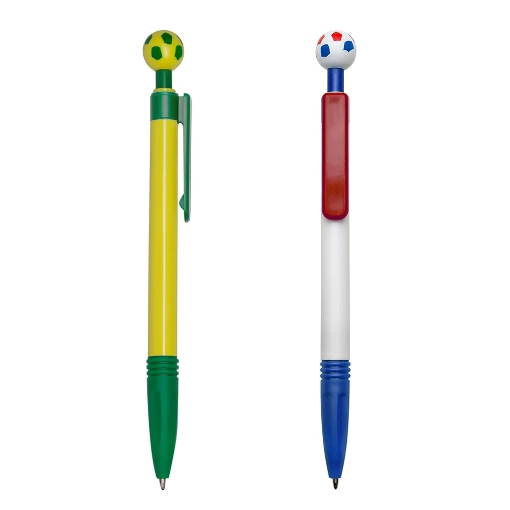 Caneta plástica com acionador bola personalizada