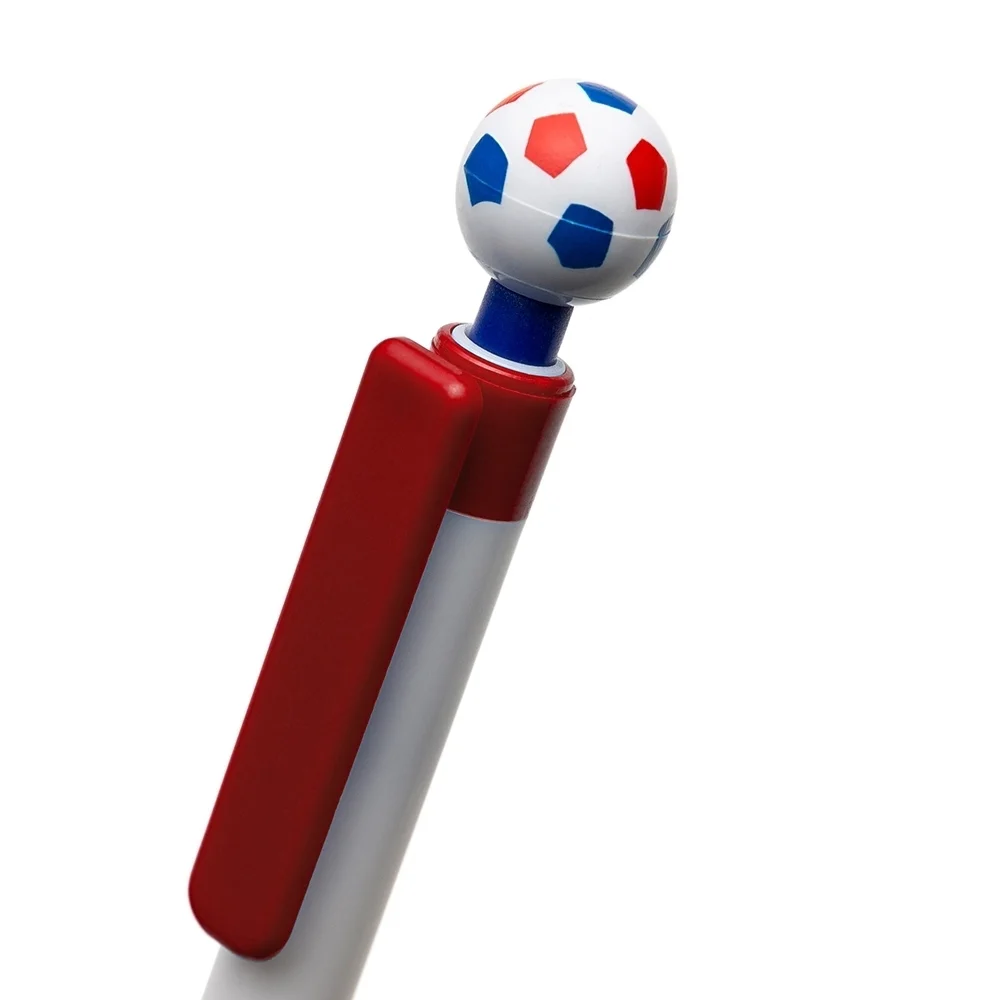 Caneta plástica com acionador bola personalizada