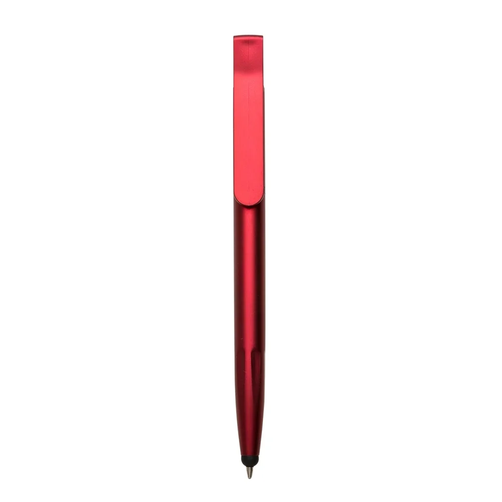 Caneta plástica com suporte para celular e touch personalizada