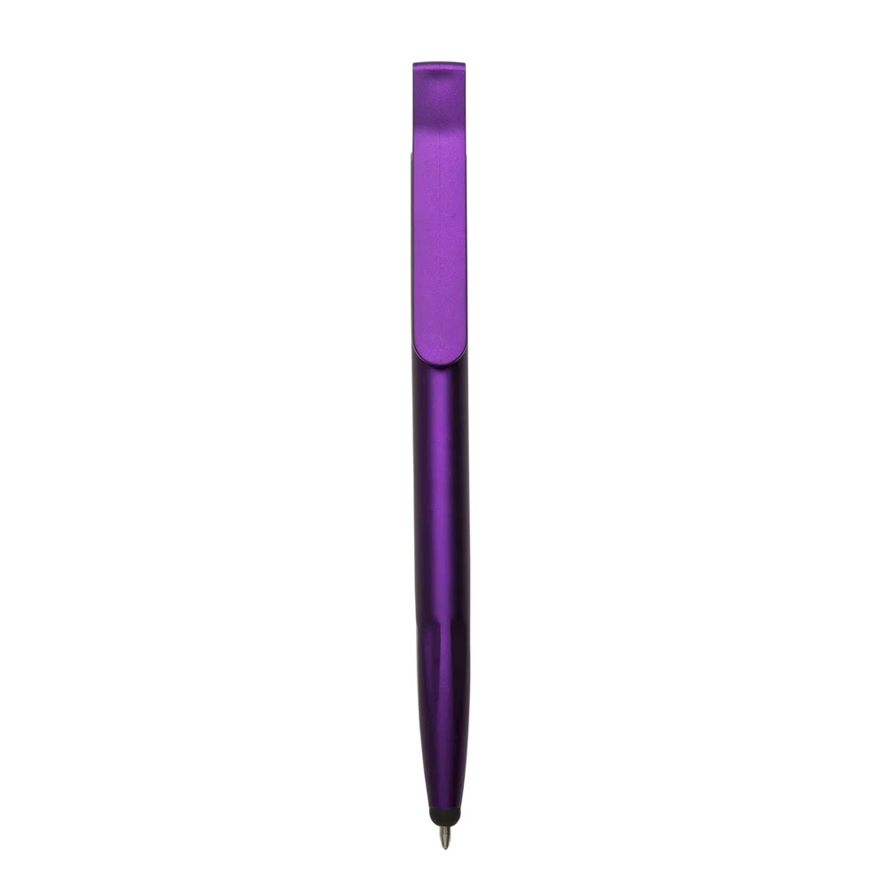 Caneta plástica com suporte para celular e touch personalizada