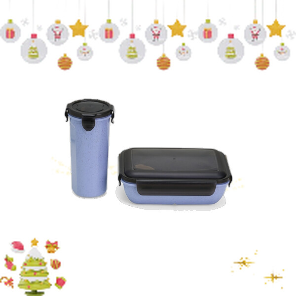 Kit copo salada 500ml e marmita 1l em fibra de bambu personalizado