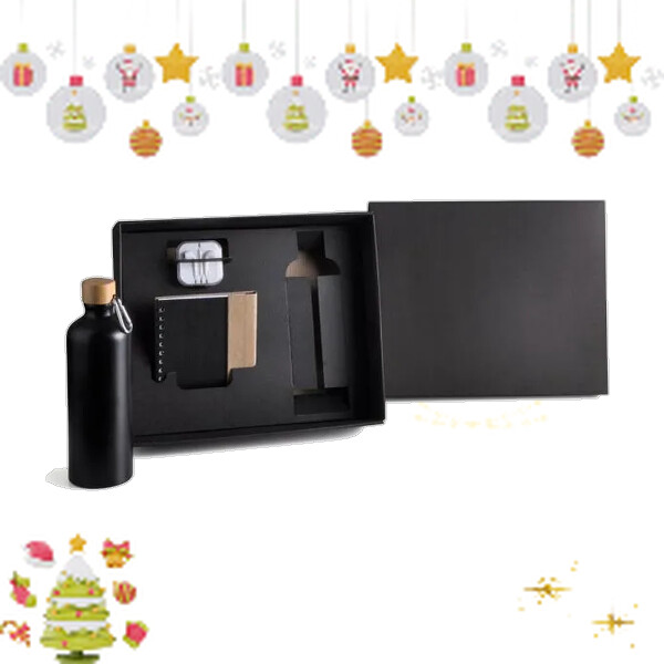 Kit garrafa caderno e fone de ouvido 4 peças personalizado