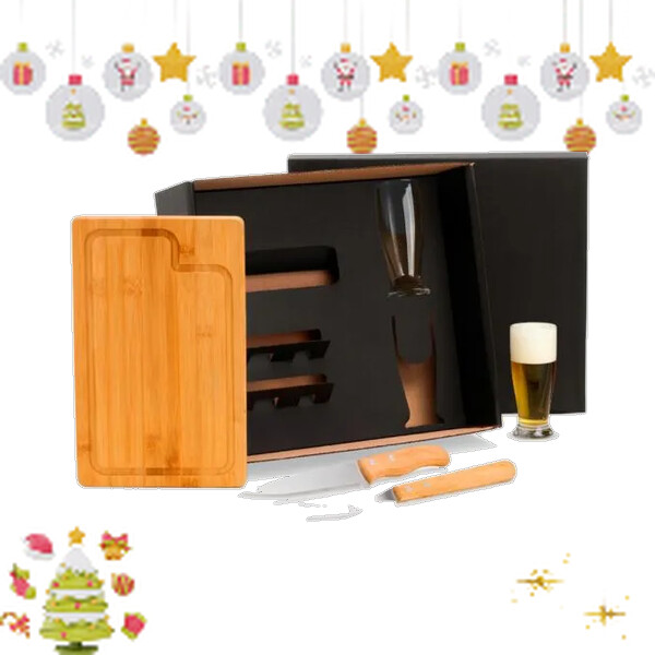 Kit para churrasco com copos em vidro 5 peças personalizado